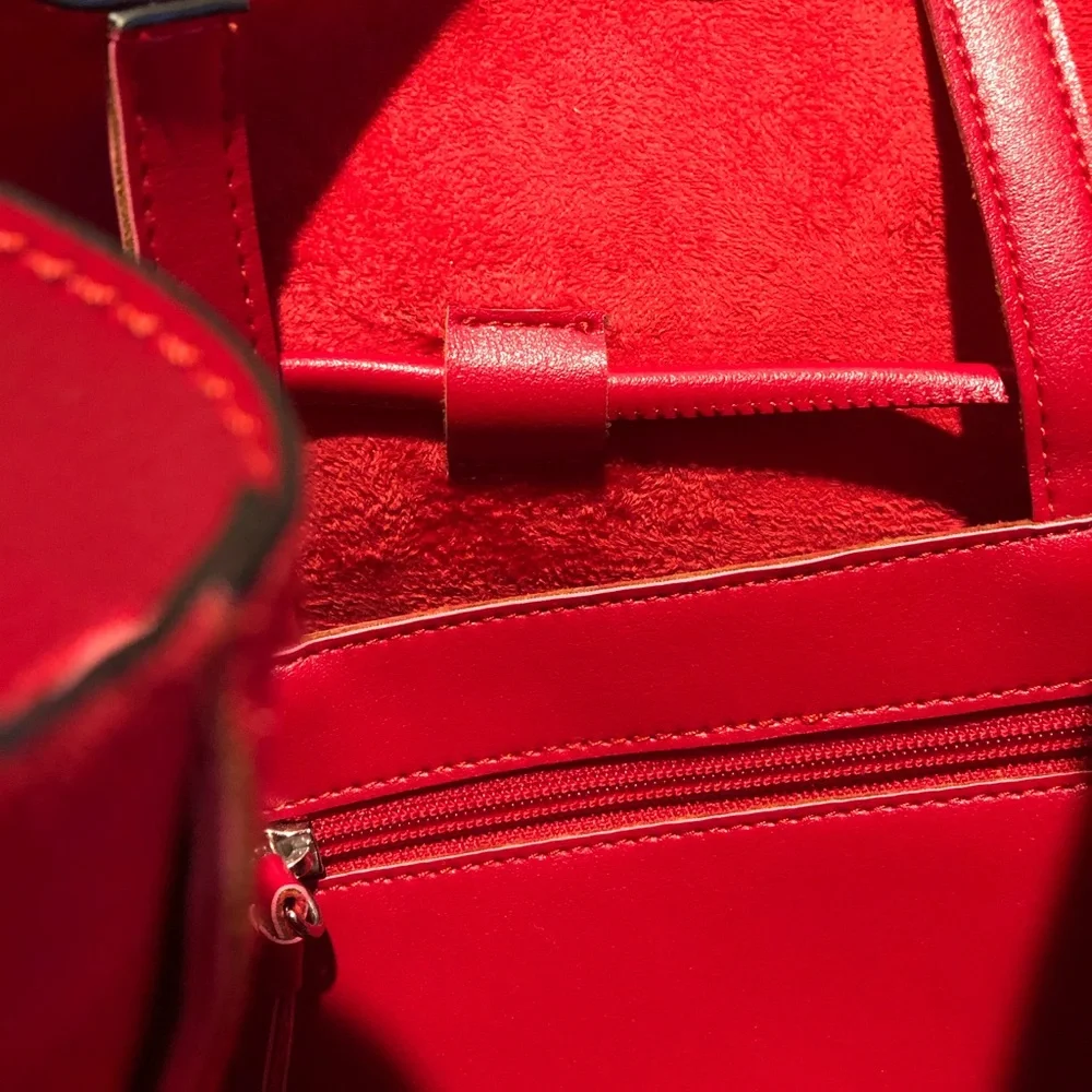 Calvin Klein Red Hobo Bag with Fringe